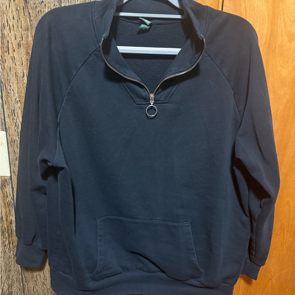 Wild Fable Women's Black Half-Zip Sweatshirt